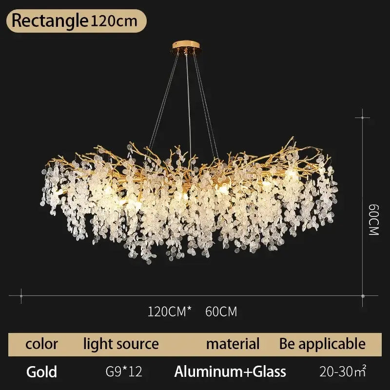 Modern gold crystal money tree chandelier with delicate branch design and cascading clear glass crystals for living room decorbites crystal money