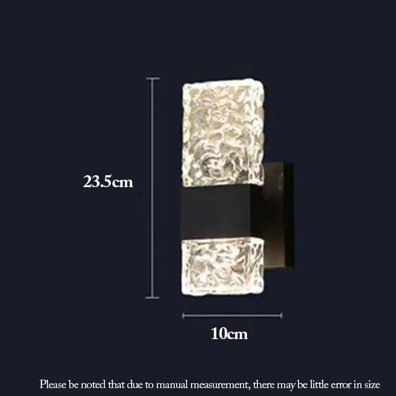 Modern gold crystal nordic led wall sconce with two textured crystal panels and sleek black metal base for bedroom decorbites crystal nordic lighting