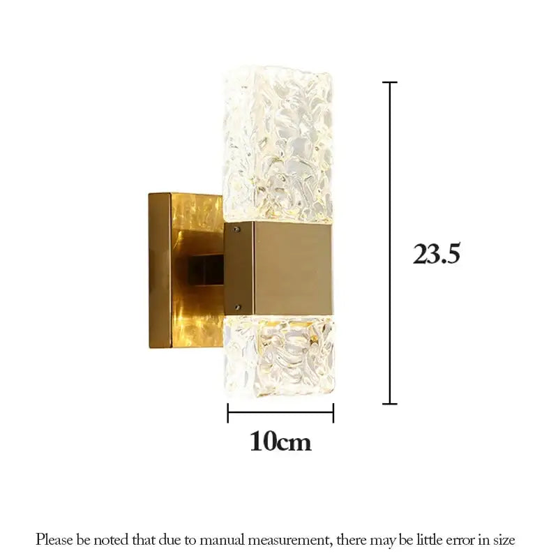 Modern gold crystal nordic led wall sconce with textured floral glass panels for elegant bedroom light decorbites crystal nordic