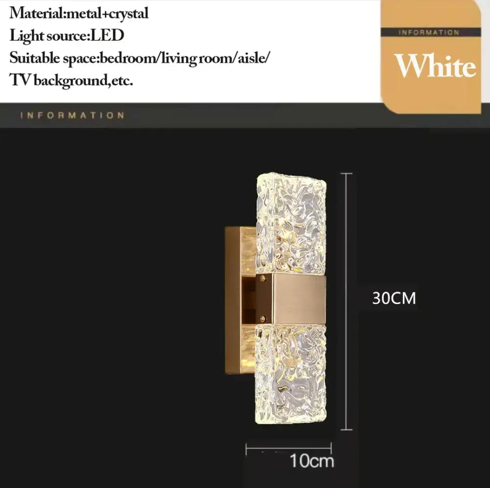 Modern gold crystal nordic led wall sconce with white faceted crystal and gold metal bracket for bedroom decorbites crystal nordic