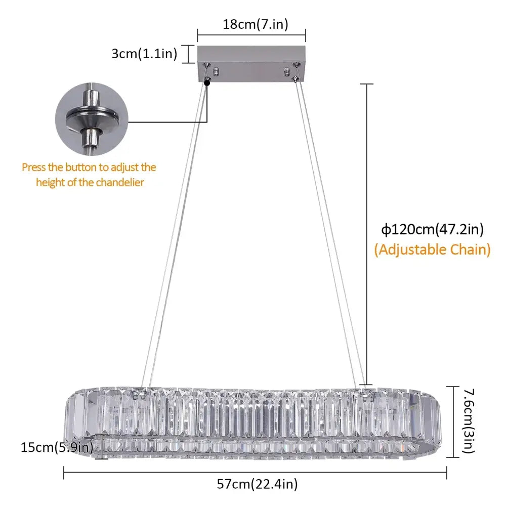 Modern gold crystal oval led chandelier with adjustable silver circular design and clear crystal oval led prisms for living room decorbites