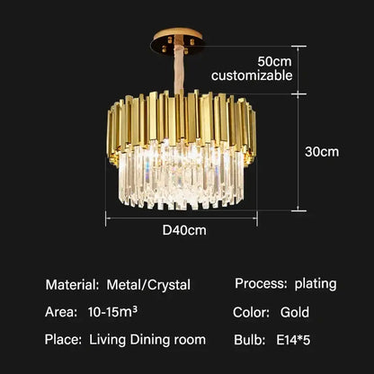 Modern gold crystal oval round chandelier featuring gold-plated metal and clear crystals for elegant dining room decorbites crystal oval