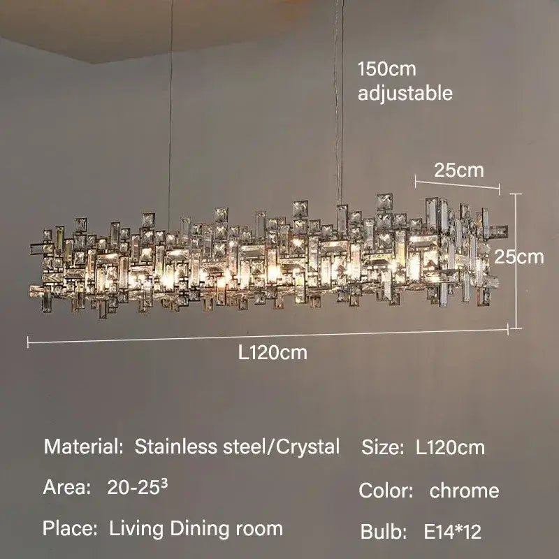 Modern gold crystal pendant chandelier with chrome-finished stainless steel and cityscape-inspired design decorbites crystal pendant