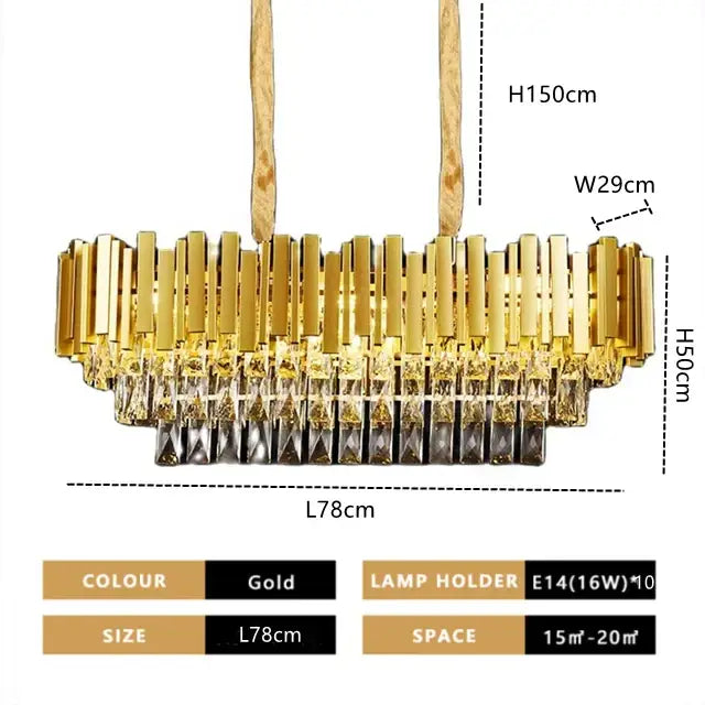 Modern gold crystal pendant chandelier with vertical metallic bars and tiered droplets for dining room decorbites crystal pendant