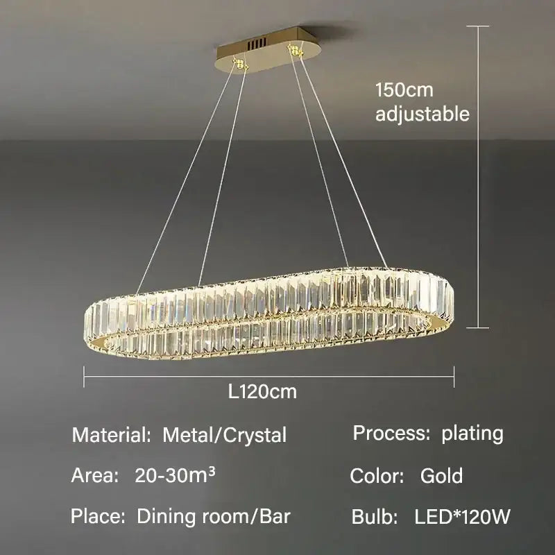 Modern gold crystal pendant chandelier featuring gold-plated rings and faceted crystal for dining rooms decorbites crystal pendant