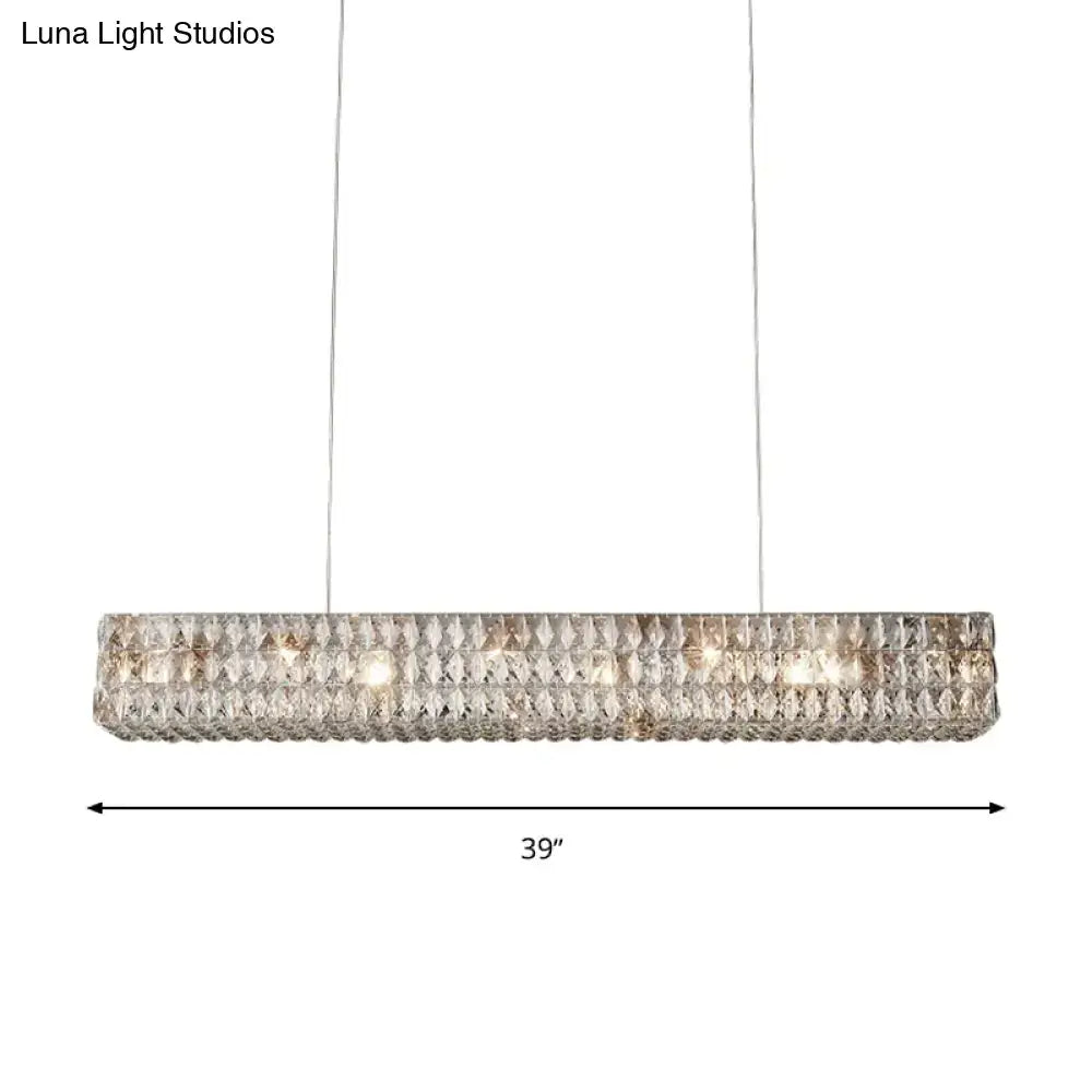 Modern gold crystal pendant chandelier 39-inch rectangular 110v-120v textured faceted crystal antique silver finish