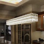 Modern gold crystal pendant chandelier with faceted clear crystals for kitchen island 110v-120v and 220v-240v use