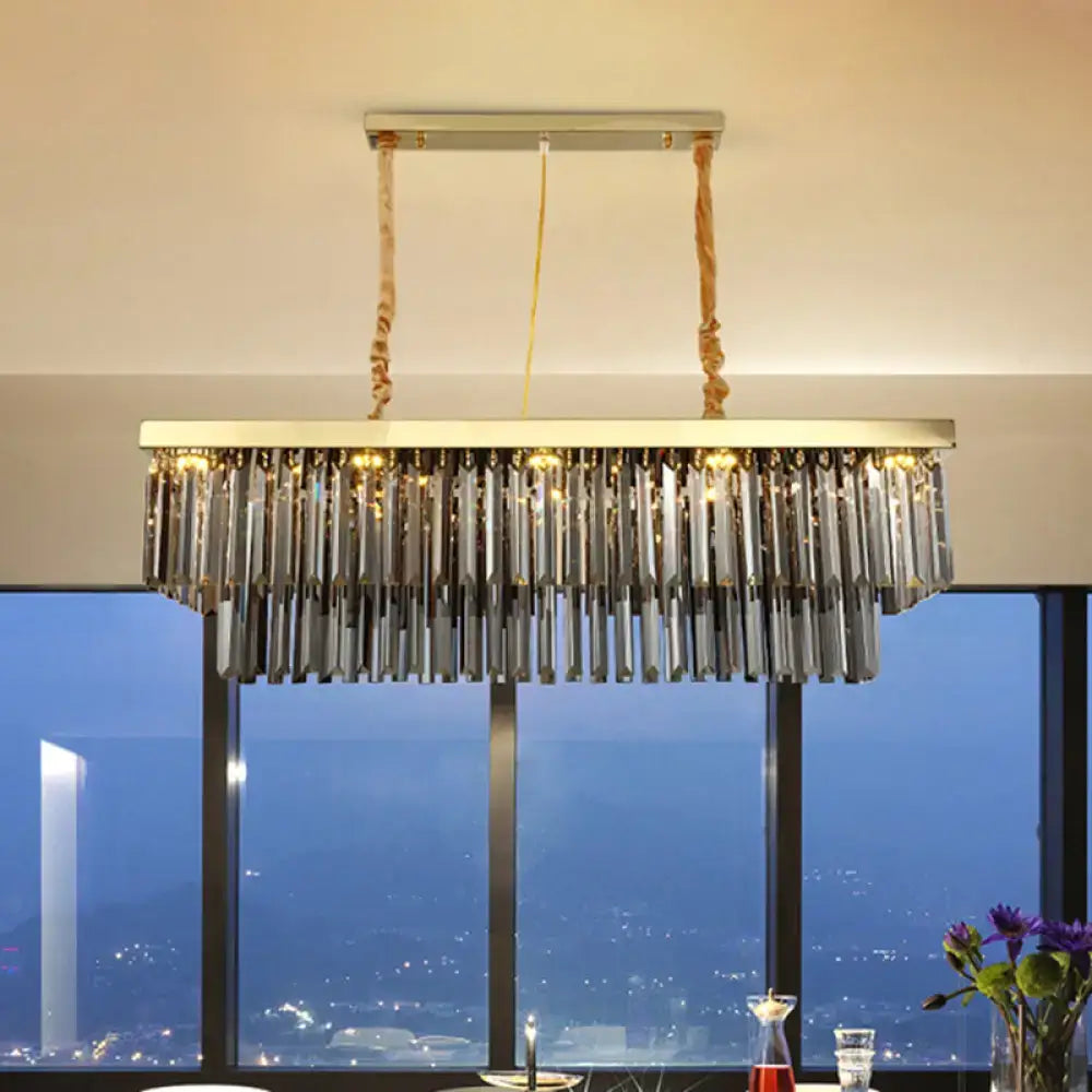 DecorBites modern gold pendant light with sleek metallic frame and 10 crystal-cut shades for dining room island