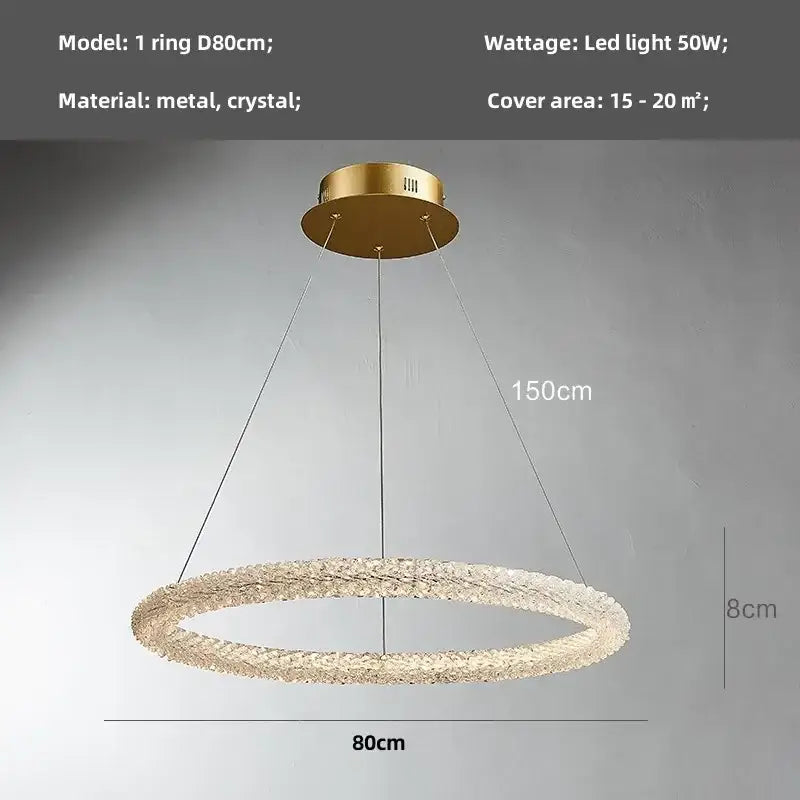 Modern gold crystal pendant lights featuring a circular gold-toned frame with sparkling crystal beads for luxury decorbites crystal pendant lighting
