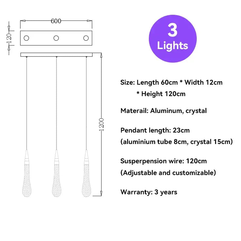 Modern gold crystal raindrop pendant lights with sleek aluminum and crystal components for foyer chandelier lighting