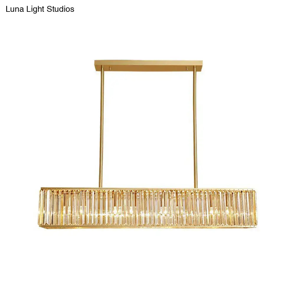 Decorbites modern style gold crystal island pendant light fixture with vertical crystal rods 110v-120v light fixture