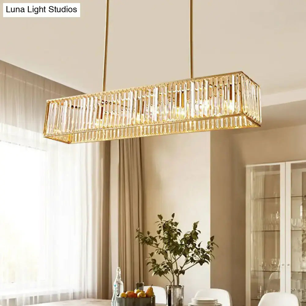 Decorbites modern style gold crystal island pendant light fixture with vertical rods 110v-120v light fixture