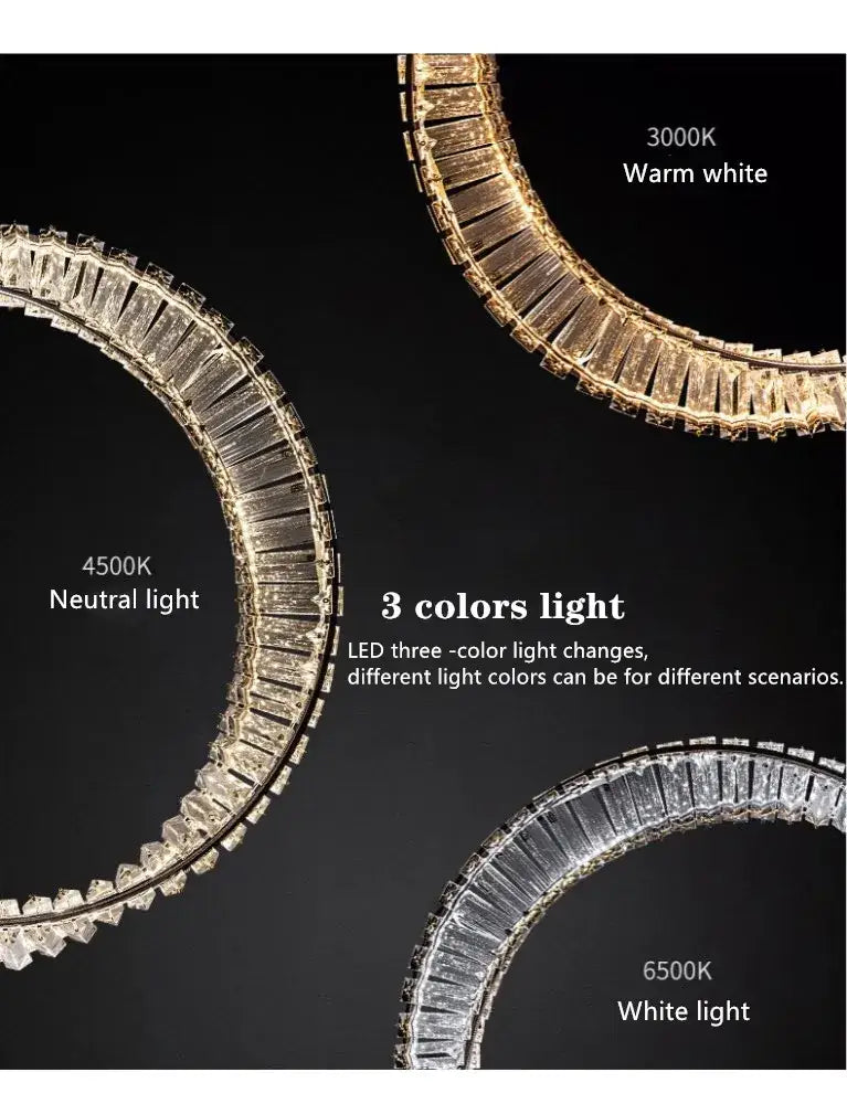 Modern gold crystal ring ceiling lamp featuring a circular led chandelier with adjustable color settings for living room decorbites crystal ring ceiling
