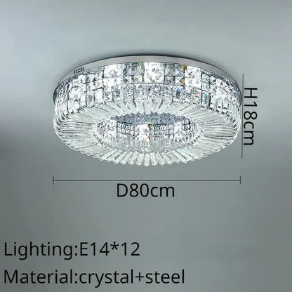 Modern gold crystal ring led ceiling lamp with polished chrome frame and two concentric clear crystal rings by decorbites
