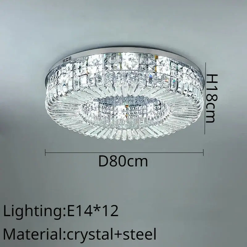 Modern gold crystal ring led ceiling lamp with polished chrome frame and two concentric clear crystal rings by decorbites