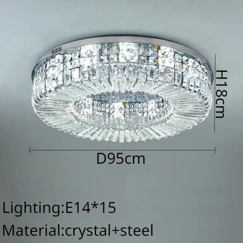 Modern gold crystal ring led ceiling lamp with chrome steel frame and clear faceted prisms for elegant decorbites crystal ring decor
