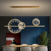 Modern gold crystal ring led chandelier featuring three circular crystal-encrusted pendants for dining room decorbites decor
