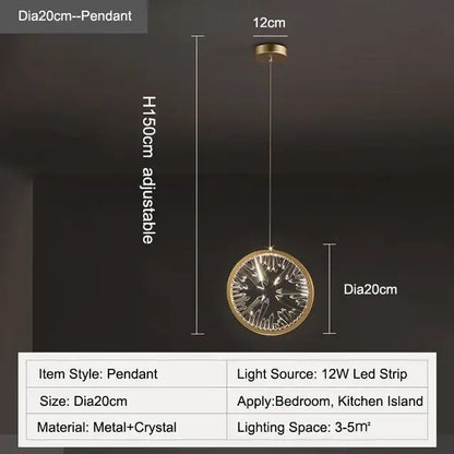 Modern gold crystal ring led chandelier pendant light with adjustable height for dining room decorbites crystal ring design