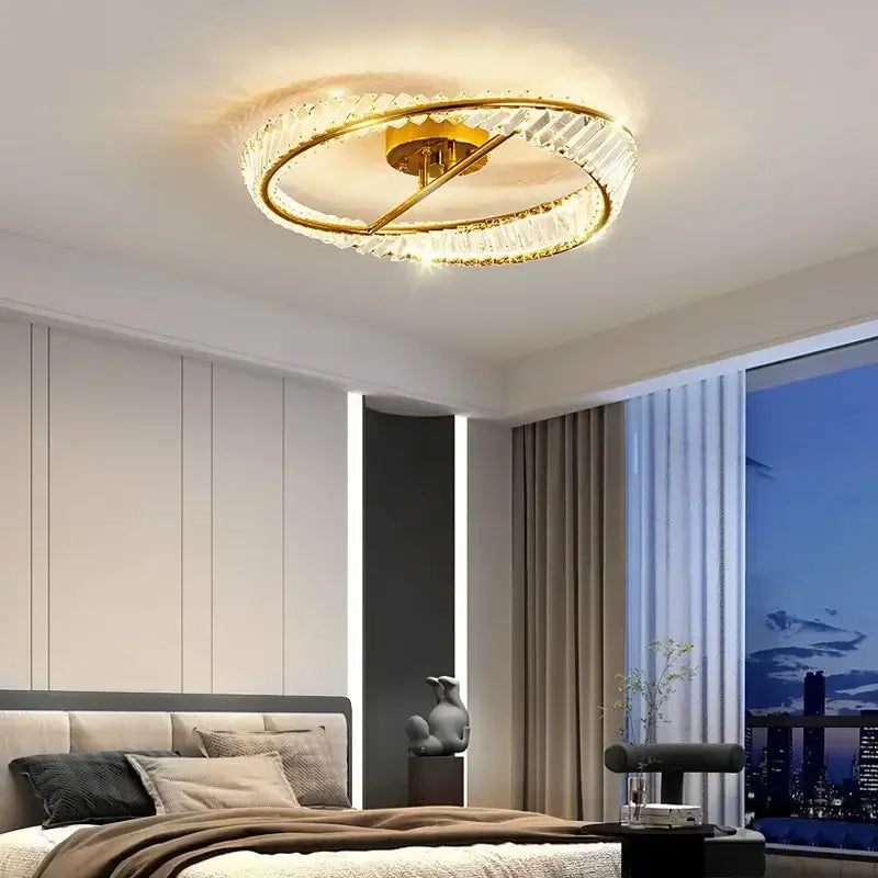 Modern gold crystal rings led ceiling light featuring gold-toned circular design with crystal accents for living room decorbites ceiling light
