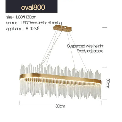 Modern gold crystal rod round chandelier with clear glass rods and led lighting for living room decorbites crystal rod