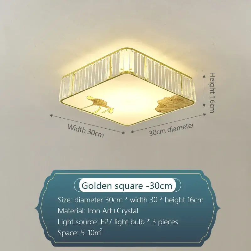 Modern gold crystal round ceiling light with golden frame crystal round ceiling and lotus decor for bedroom decorbites crystal round