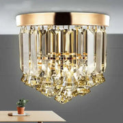 Modern gold crystal round ceiling lights featuring faceted glass prisms and sleek design for luxe decorbites crystal round ceiling
