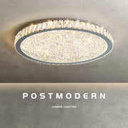 Modern gold crystal round led ceiling light with sparkling crystal design and warm golden illumination for living room decorbites crystal round