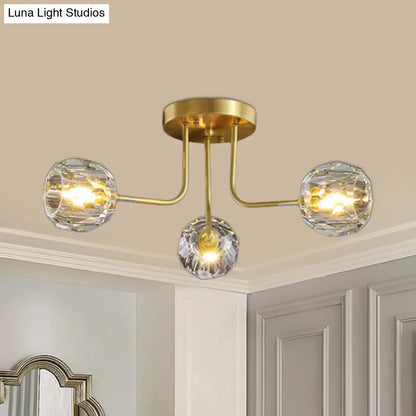 DecorBites™ DecorBites™ Modern Gold Crystal Semi Flush Light with Sputnik Design - 3/5-Light Ceiling Lighting