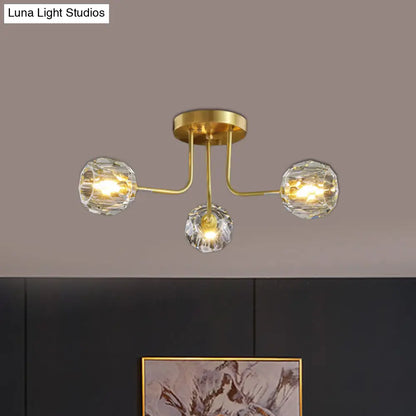 DecorBites™ DecorBites™ Modern Gold Crystal Semi Flush Light with Sputnik Design - 3/5-Light Ceiling Lighting