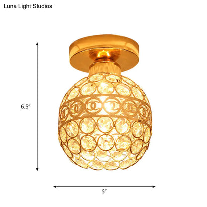 DecorBites™ DecorBites™ Modern Gold Crystal Shade Balcony Semi Mount Lighting - Globe/Square/Lantern Design, Close to Ceiling