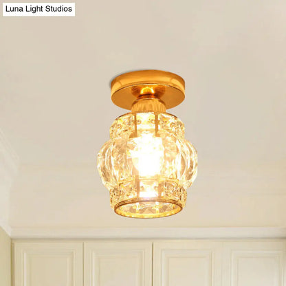 DecorBites™ DecorBites™ Modern Gold Crystal Shade Balcony Semi Mount Lighting - Globe/Square/Lantern Design, Close to Ceiling