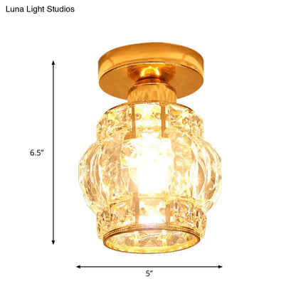 DecorBites™ DecorBites™ Modern Gold Crystal Shade Balcony Semi Mount Lighting - Globe/Square/Lantern Design, Close to Ceiling