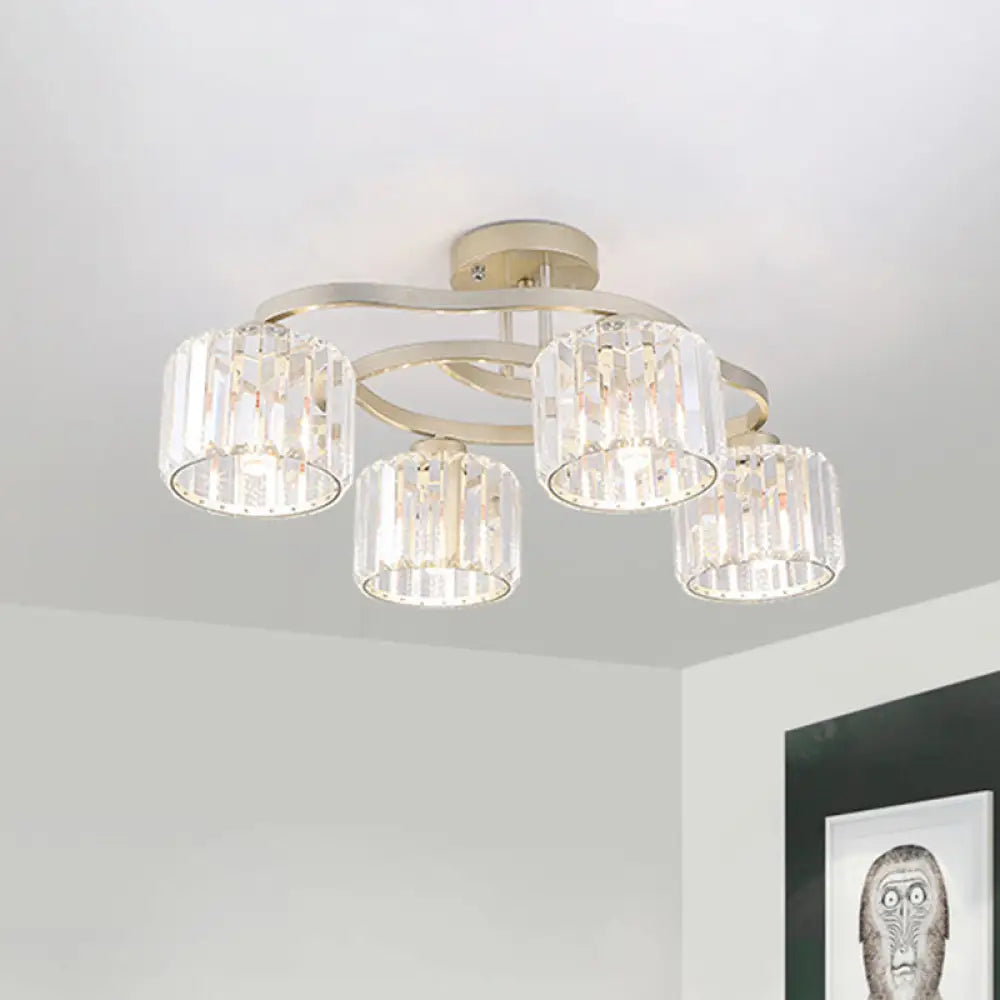 DecorBites™ DecorBites™ Modern Gold Crystal Shade Semi Flush Mount Ceiling Lamp for Dining Room (4/6-Bulb)