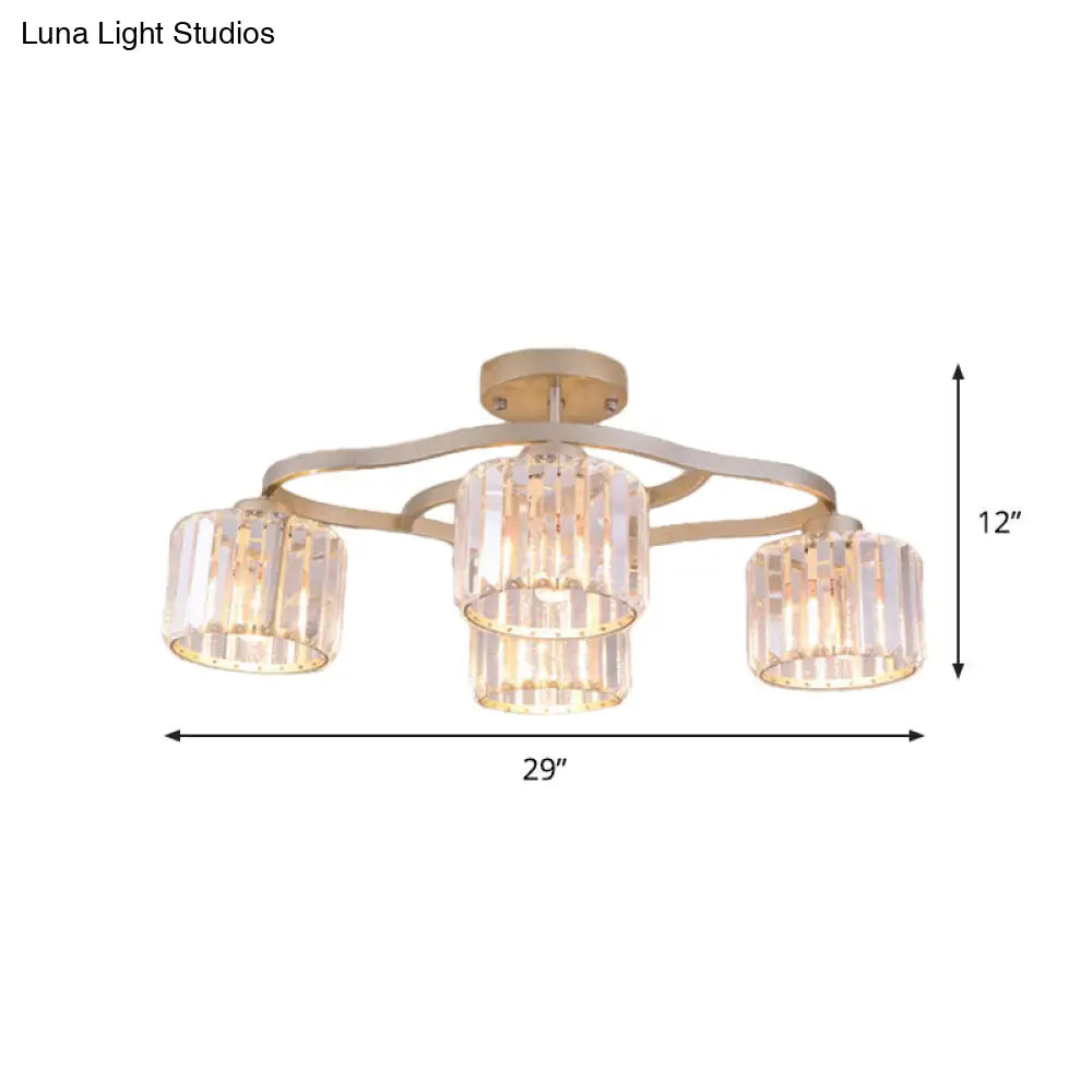 DecorBites™ DecorBites™ Modern Gold Crystal Shade Semi Flush Mount Ceiling Lamp for Dining Room (4/6-Bulb)