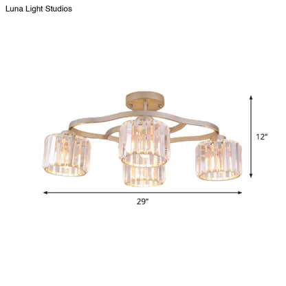 DecorBites™ DecorBites™ Modern Gold Crystal Shade Semi Flush Mount Ceiling Lamp for Dining Room (4/6-Bulb)