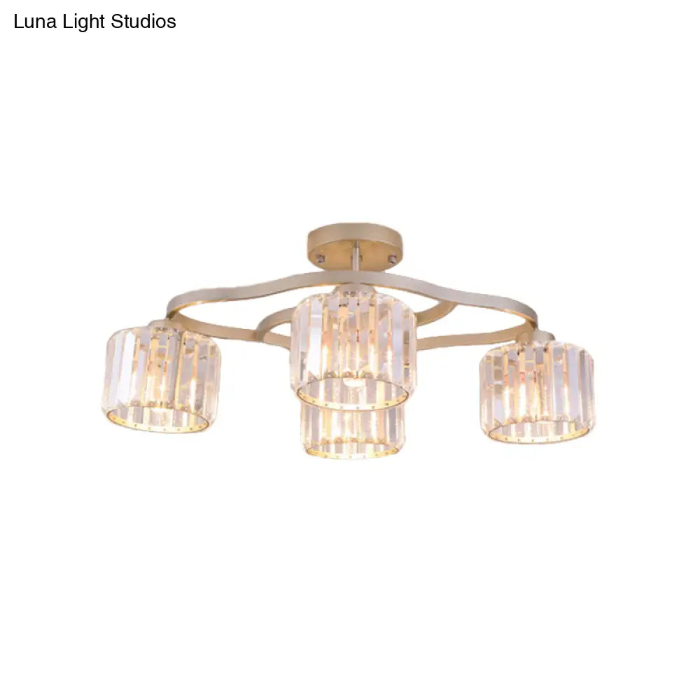 DecorBites™ DecorBites™ Modern Gold Crystal Shade Semi Flush Mount Ceiling Lamp for Dining Room (4/6-Bulb)