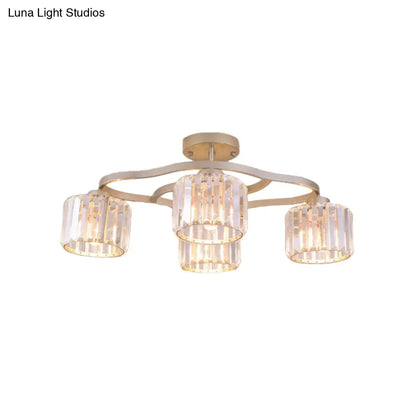 DecorBites™ DecorBites™ Modern Gold Crystal Shade Semi Flush Mount Ceiling Lamp for Dining Room (4/6-Bulb)