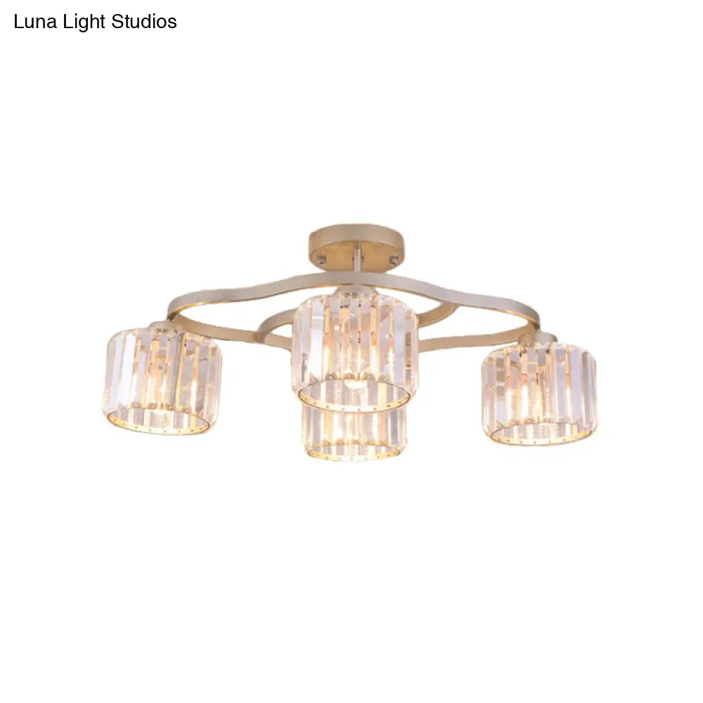 DecorBites™ DecorBites™ Modern Gold Crystal Shade Semi Flush Mount Ceiling Lamp for Dining Room (4/6-Bulb)