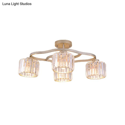 DecorBites™ DecorBites™ Modern Gold Crystal Shade Semi Flush Mount Ceiling Lamp for Dining Room (4/6-Bulb)