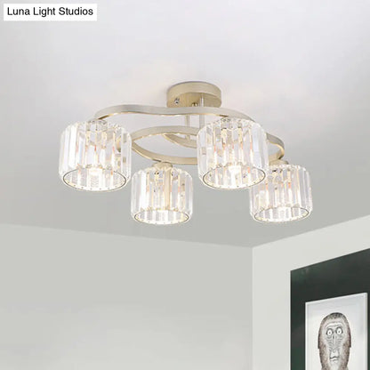 DecorBites™ DecorBites™ Modern Gold Crystal Shade Semi Flush Mount Ceiling Lamp for Dining Room (4/6-Bulb)