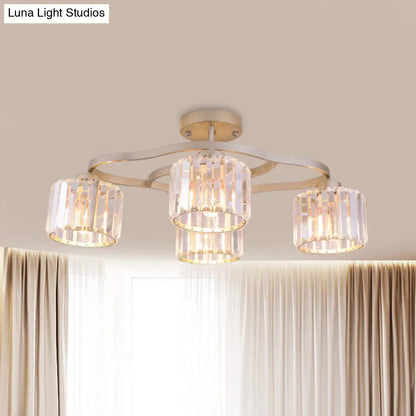 DecorBites™ DecorBites™ Modern Gold Crystal Shade Semi Flush Mount Ceiling Lamp for Dining Room (4/6-Bulb)