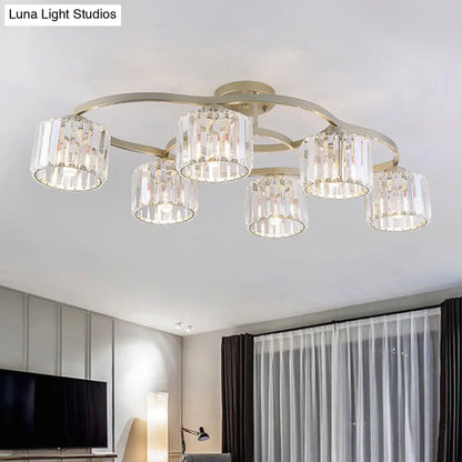 DecorBites™ DecorBites™ Modern Gold Crystal Shade Semi Flush Mount Ceiling Lamp for Dining Room (4/6-Bulb)