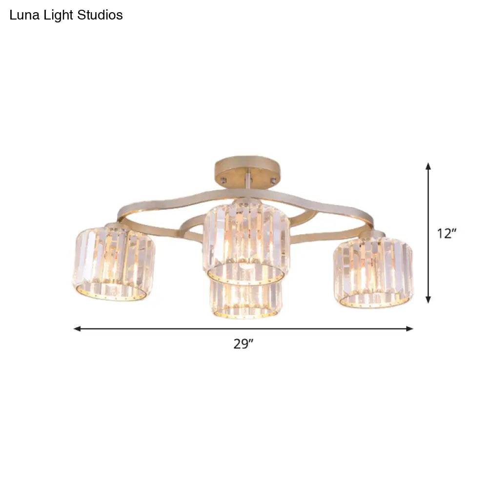 DecorBites™ DecorBites™ Modern Gold Crystal Shade Semi Flush Mount Ceiling Lamp for Dining Room (4/6-Bulb)