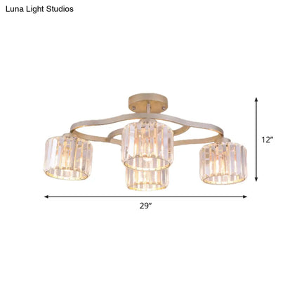 DecorBites™ DecorBites™ Modern Gold Crystal Shade Semi Flush Mount Ceiling Lamp for Dining Room (4/6-Bulb)