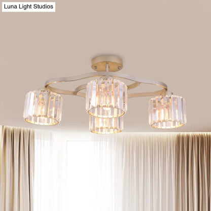 DecorBites™ DecorBites™ Modern Gold Crystal Shade Semi Flush Mount Ceiling Lamp for Dining Room (4/6-Bulb)