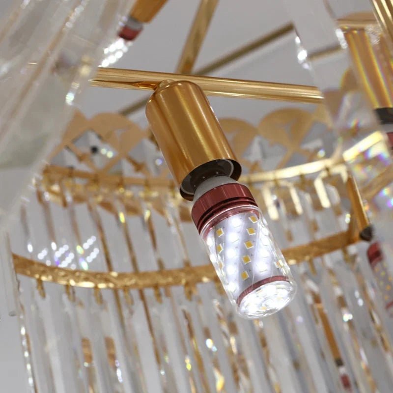 Modern Gold Crystal Staircase Long Drop Pendant Light - Decorbites
