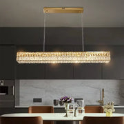 Modern gold crystal steel led pendant light with faceted clear crystals for dining room decorbites crystal steel decor