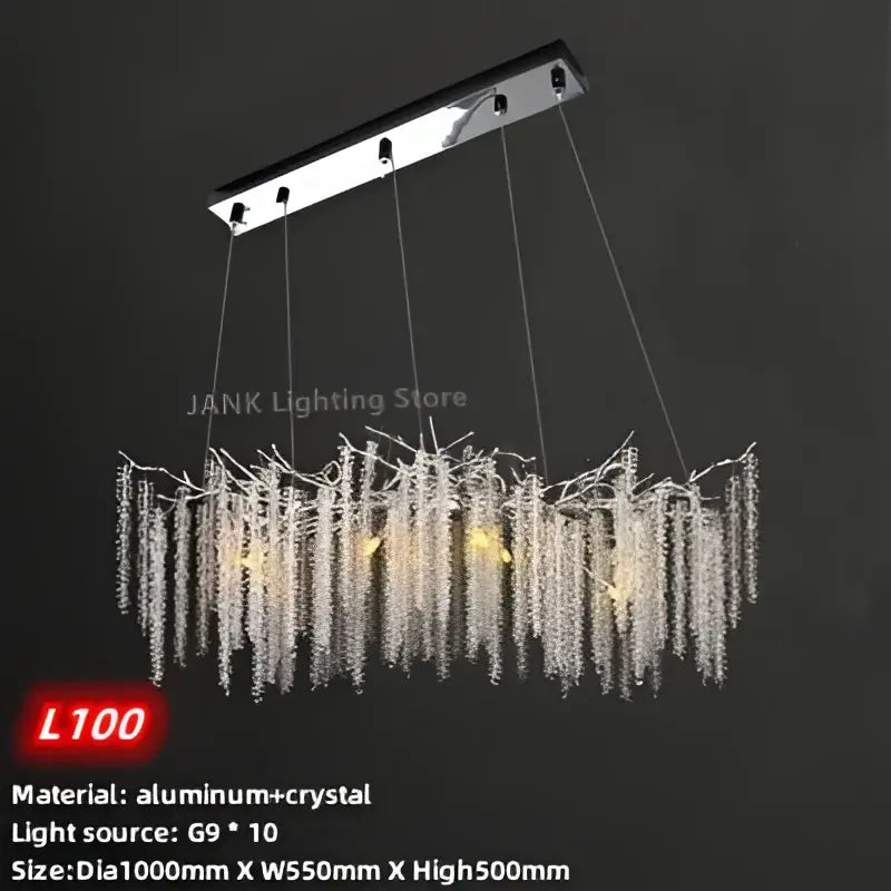 Modern gold crystal tassel pendant chandelier with sleek chrome mount and clear crystal beads for dining room lighting decorbites crystal tassel