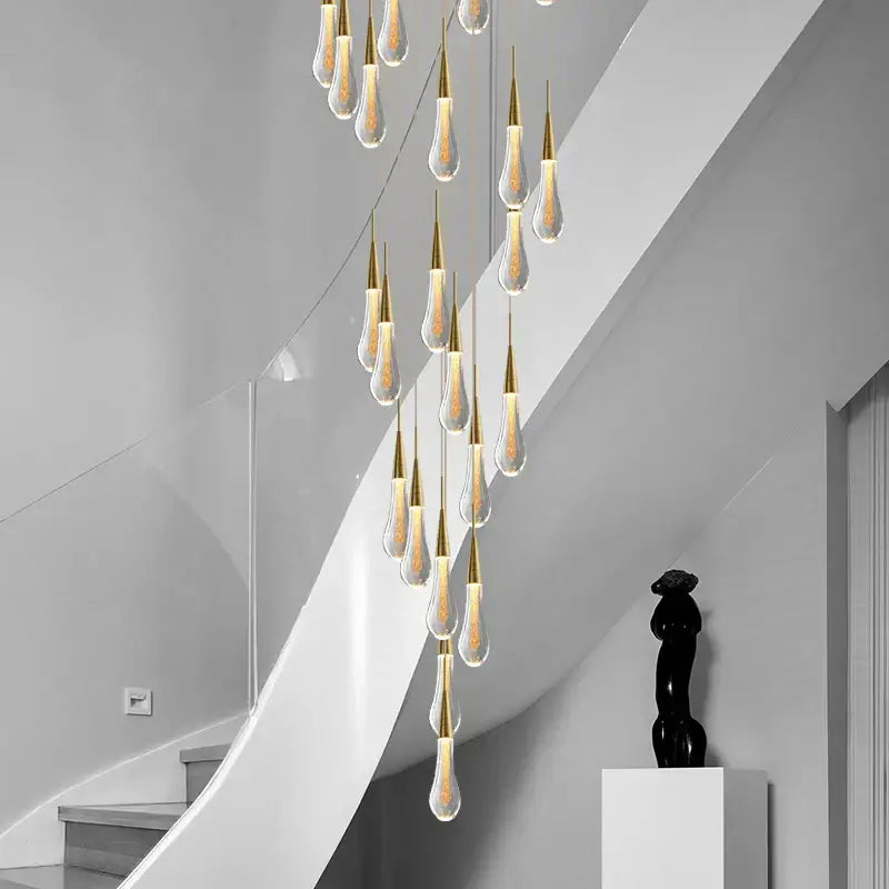 Modern gold crystal tear drop led pendant light with teardrop glass pendants and warm light for dining room decorbites crystal tear