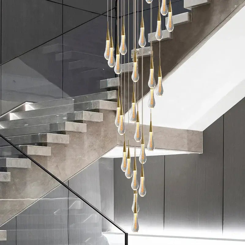 Modern gold crystal tear drop led pendant light with teardrop glass pendants and metal fixtures for dining room decorbites crystal tear